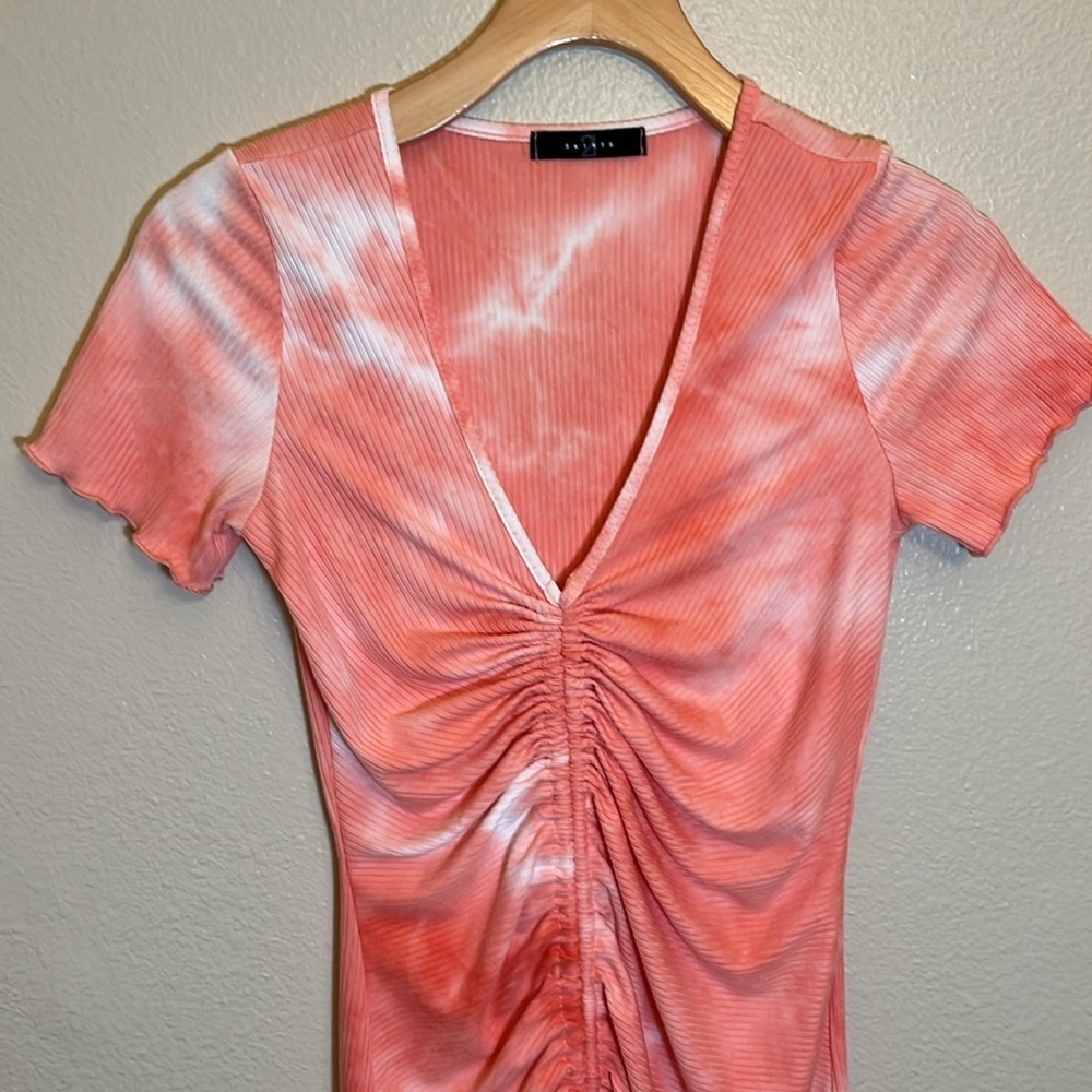21 Saints Tie Dye Cinch Summer Short Sleeve Dress - Picture 2 of 9